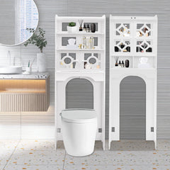 4 Tier Bathroom Organizer Waterproof Over The Toilet Storage Cabinet Raised Leg Smooth Edge Large Capacity/Easy to Install