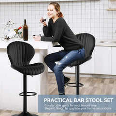 Bar Stools Set of 2, Adjustable Swivel Bar Chairs, Armless Counter Height Bar Stools for Kitchen Counter Dining Room