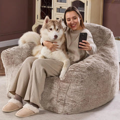 Giant Bean Bag Bag Sofa Chair with Armrests, Bean Bag Couch Stuffed High-Density Foam, Plush Lazy Sofa Comfy