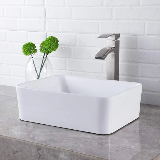 Rectangular Countertop Sink Art Basin Bathroom Sinks Pure White Porcelain Ceramic Container Sink Furniture Fixture Home