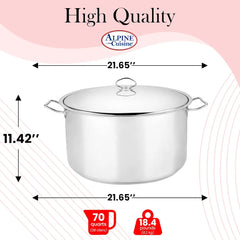 Steel Dutch Oven with Lid & Easy Cool Handle, Food Grade Stainless Steel Heavy Duty, Commercial