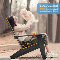 Adirondack Chair Weather Resistant with Cup Holder Fire Pit Chairs Adorondic Plastic Outdoor Chairs for Firepit Area Seating