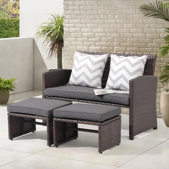 OC Orange-Casual Outdoor Loveseat 3 Piece Patio Furniture Set Outdoor Conversation Set All-Weather Wicker Love Seat