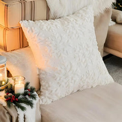 Snowflake Pillow Case White Christmas Embroidered Plush Pillow Cover Sofa Waist Throw Cushion Decorative Cover For Living Room