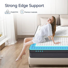 Queen Size Mattresses, 12Inch Strong Edge Support and Pocket Springs, Memory Foam, Medium Firm, 12Inch Queen Size Mattress