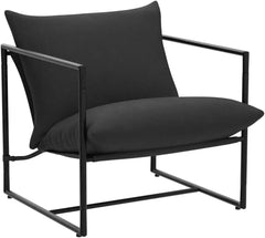 Aidan Sling Accent Chair, Metal Framed Armchair with Shredded Foam Cushioning, Black