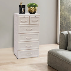 CNCEST 5 Drawer Dresser,PP Storage Cabinet Chest Clothes Storage with 2 Lockable Drawers Vertical Clothes Storage Tower