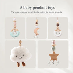 Baby Wooden Gym Frame Rocket Model Newborn Activity Gym Frame Hanging Pendant Rattle Toys For Baby Education Montessori Toys