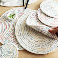 Woven Cotton Rope Round Placemats Set of 2 Non-Slip  and Heat Resistant for Your Perfect Table Decor