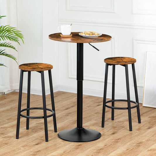 Bar Table, Height-Adjustable Round Pub Table 27-35.4 Inches, Cocktail Table with Sturdy Base, Modern Style