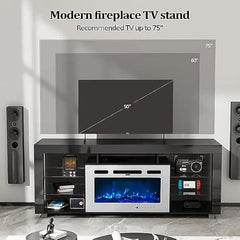 Electric Fireplace TV Stand for TV up to 75 Inches Entertainment Center with 1400W Fireplace