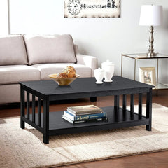 Farmhouse Coffee Table,   Living Room Table with Shelf, 39.9L*22W*18.1H