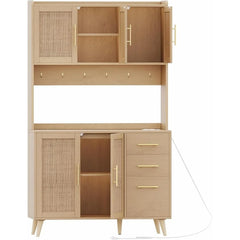 Kitchen Pantry Cabinet with Microwave Shelf,  Kitchen Hutch Cabinet with Charging Station, Cupboard Cabinet for Kitchen