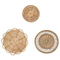 Rattan Woven Placemats Handmade Macrame Boho Coaster Modern Farmhouse Fringe Placemats for Dining Table Kitchen Wedding Decor