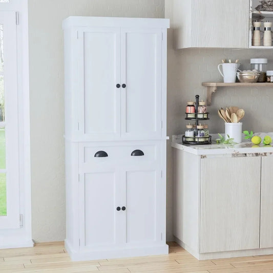 Kitchen Cabinet, Drawer and 4 Adjustable Shelves, Freestanding Pantry Cupboard Cabinet, Kitchen  Pantry  Cabinet