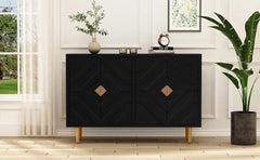 HLR 48" accent cabinet with 4 doors, embossed pattern, ideal for living room, kitchen, or hallway.