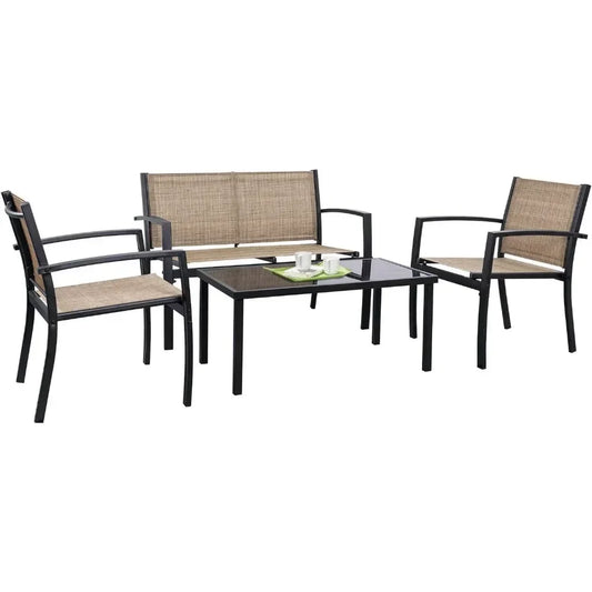 Conversation Set and Glass Coffee Table Bistro Set Outdoor Sessions Gardens Sets Outdoor Furniture for Garden Chair Chairs Patio