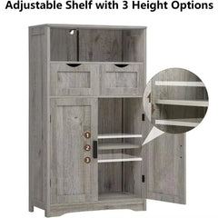 Bathroom cabinet, large storage rack, bathroom cabinet with 2 drawers and 2 shelves, bathroom floor standing cabinet