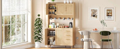 Kitchen Pantry Cabinet with Microwave Shelf,  Kitchen Hutch Cabinet with Charging Station, Cupboard Cabinet for Kitchen