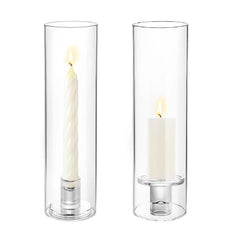 2 Pcs/ 10 Pcs Hurricane Glass Candle Holders for Taper Candles with Cylinder Covers Candlesticks Holder Stand for Wedding Decor