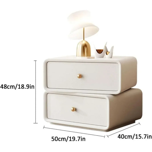 Bedside Table.360 Degree Rotation, Night Stand with 2 Drawer, Nightstands, Bedside Table End Table for Bedroom Living Room