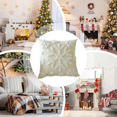 Snowflake Pillow Covers Decorative Christmas Cushion Covers 45x45cm/18x18inch Throw Pillow Covers 2x Snowflakes Square Embroider