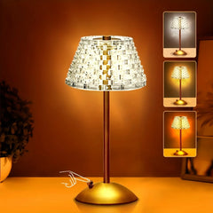 Portable Crystal LED Table Lamp, 3-Levels Brightness Desk Lamp, 3 Color  Control Rechargeable Lamp, Night Light, Bedside Lamp,Di