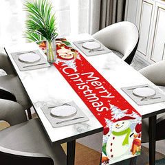 Christmas Table Runner Xmas Table Flag Cover 2023 Merry Christmas Decorations for Home 2024 New Year Navidad Tablecloth