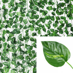 Artificial Plants Rattan Green Ivy Leaf with String Lights DIY Garland Wedding Party Decoration Home Room Wall Hanging Plants