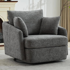 40.55" W Oversized Swivel Chair with Ottoman,Swivel Accent Chair with Ottoman for Living Room, Corduroy, with Storage Ottomans