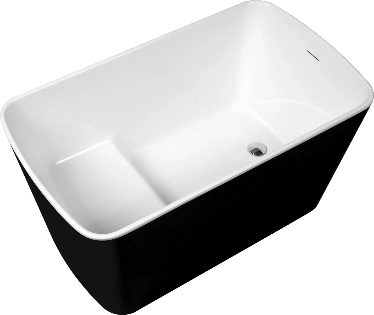 49'' x 28'' Acrylic Freestanding Soaking Bathtub, Square-shape Japanese Soaking Hot Tub, Sit-In Design with Chrome Overflow and