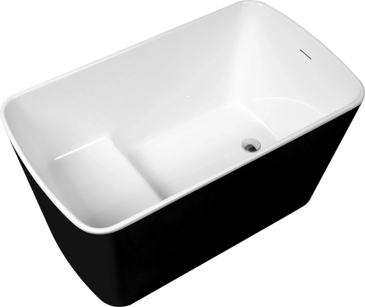 49'' x 28'' Acrylic Freestanding Soaking Bathtub, Square-shape Japanese Soaking Hot Tub, Sit-In Design with Chrome Overflow and