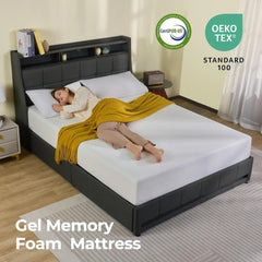 Queen Size Mattress, 8 Inch Gel Memory Foam Mattress in a Box, Fiberglass Free, Breathable Mattress