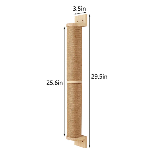 Cat Scratching Post Wall Furniture Wood Wall Mounted Kitten Scratcher Tree for Large Cats Thicker Columns for Multi-Functions