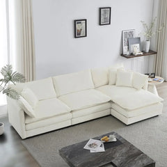 Modular Sectional Sofa, Convertible Modern L Shaped Sofa Chenille Cloud Couches Set with Ottoman for Living Room