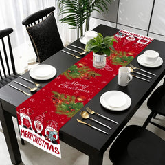 Christmas Table Runner Xmas Table Flag Cover 2023 Merry Christmas Decorations for Home 2024 New Year Navidad Tablecloth