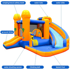 AOOU Kids Inflatable Bounce House w/450W Blower, Kid Bouncer & Water Slide 2 in 1, Outdoor Bouncy Castle Water Park