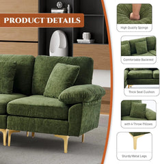 U-Shaped Sectional Sofa Couch, 4 Seat Sofa Set for Living Room, Convertible L-Shaped Velvet Couch Set with Chaise Lounge