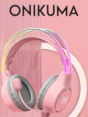 ONIKUMA Professional Gaming Headset with RGB Dynamic Lighting Wired Over-Ear Headset with Noise Canceling Microphone for PC