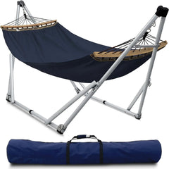 Hammock 600 lbs Capacity, Instant 20s Foldable Hammock Stand, 3-Year Warranty Hammock with Stand, 2 Person