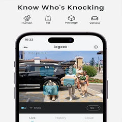 ieGeek 2K Doorbell Camera Wireless -Video Doorbell with Chime Ringer, Smart Wifi Doorbell AI & PIR Motion Detection