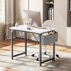 JHK Computer Desk Writing Study Office Gaming Table Modern Simple Style Compact with Side Bag Headphone Hook Easy Assembly