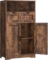 Bathroom cabinet, large storage rack, bathroom cabinet with 2 drawers and 2 shelves, bathroom floor standing cabinet