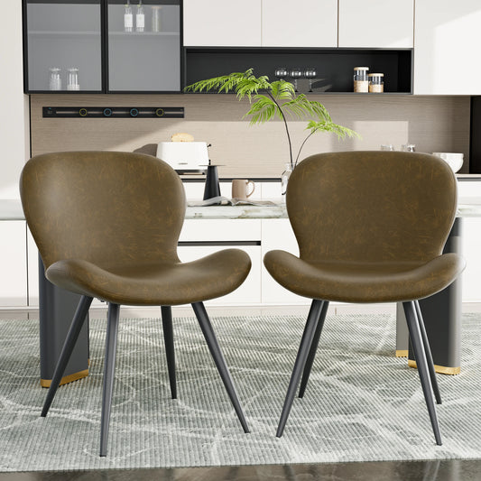 2Pcs Dining Chairs Modern Bedroom Chair Luxury Leather Chairs Kitchen Living Room Minimalist Bar Stools Nordic Style Restaurant