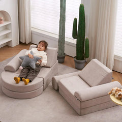 Kids Couch 14PCS Luxury, Floor Furniture for Adults, Playhouse Play Set for Toddlers Babies, Foam Modular Sectional Sofa (Taupe,