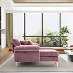 U-Shaped Sectional Sofa Couch, 4 Seat Sofa Set for Living Room, Convertible L-Shaped Velvet Couch Set with Chaise Lounge