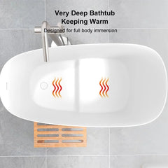 Japanese Soaking Bathtub 47'' Oblique Freestanding Tub Stone Resin Deep Soaking Bathtub in Matte White