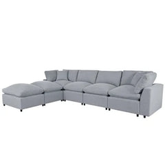 134.4 X 59.1'' U Shape Modular Sectional Sofa, Oversized Polyester Fabirc L Shaped Couch, Modern 6 Seat Corner Sofa Couch