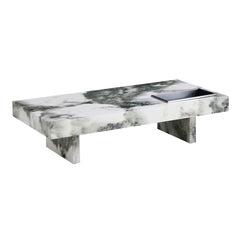 A modern and practical coffee table with black and white patterns. Made of MDF material. The fusion of elegance and natural fash