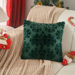 2pcs Christmas Plush Pillow Cover Single Side Embroidered Wool Snowflake Xmas Tree Pillowcase Christmas Decorations Pillow Cover